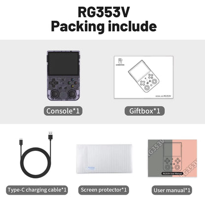 RG353V RG353VS Handheld Gam Console 3.5'' IPS Screen HDMI Output Android Linux OS Built-In Retro Emulator Player Gifts