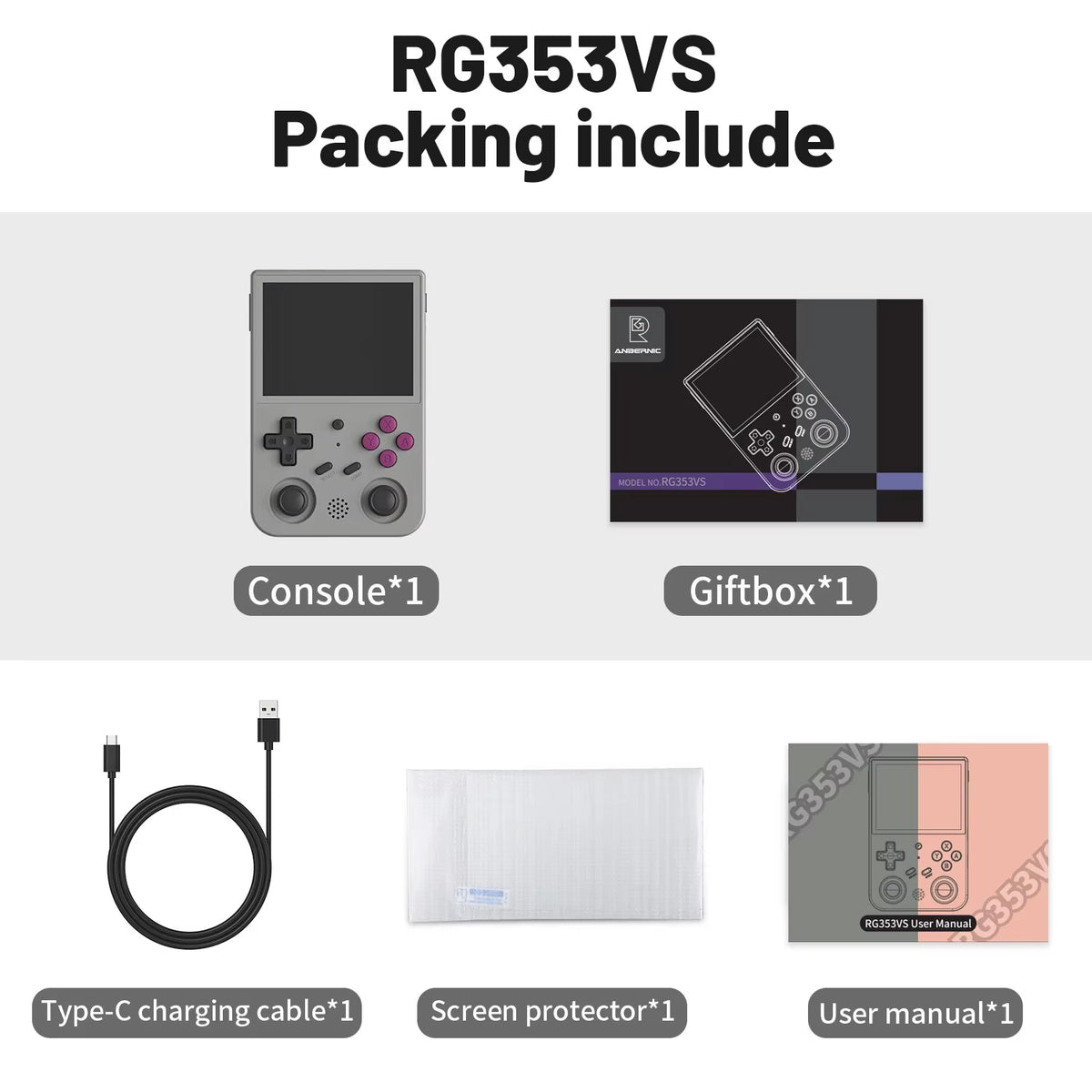 RG353V RG353VS Handheld Gam Console 3.5'' IPS Screen HDMI Output Android Linux OS Built-In Retro Emulator Player Gifts