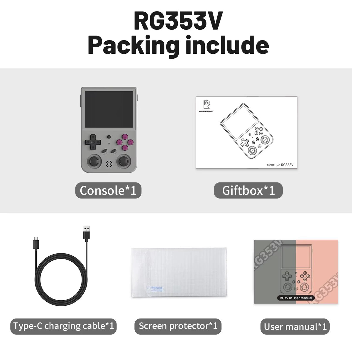 RG353V RG353VS Handheld Gam Console 3.5'' IPS Screen HDMI Output Android Linux OS Built-In Retro Emulator Player Gifts