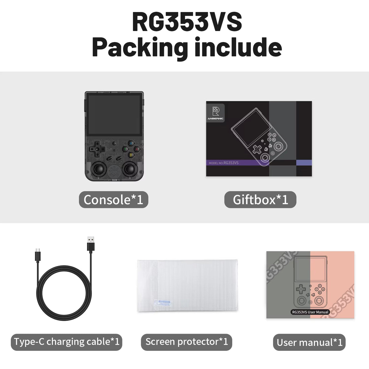 RG353V RG353VS Handheld Gam Console 3.5'' IPS Screen HDMI Output Android Linux OS Built-In Retro Emulator Player Gifts